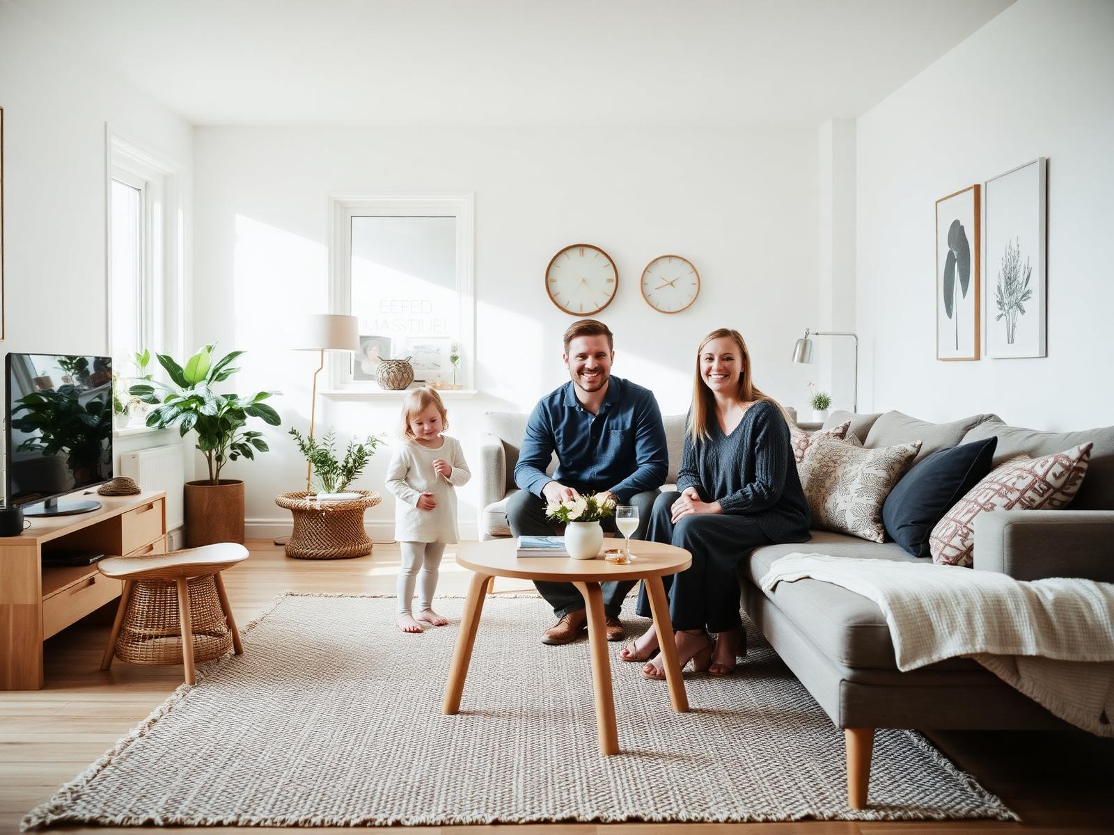 Familj i sitt hem i Halland län
